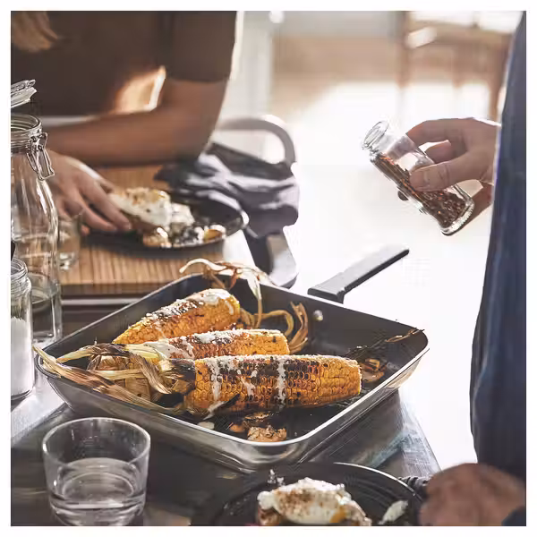 MIDDAGSMAT Сковорода для гриля - антипригарное покрытие/нержавеющ сталь 28x28 см - фото 6