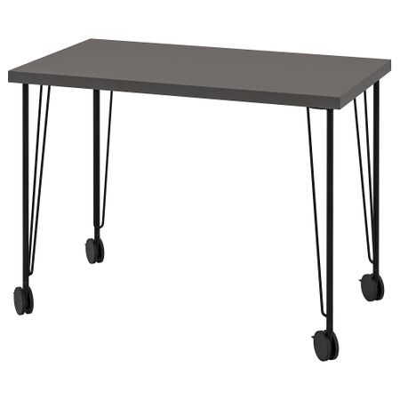 Письменный стол, 100x60 см, темно-серый-черный IKEA KRILLE КРИЛЛЕ, LINNMON ЛИННМОН 395.097.09