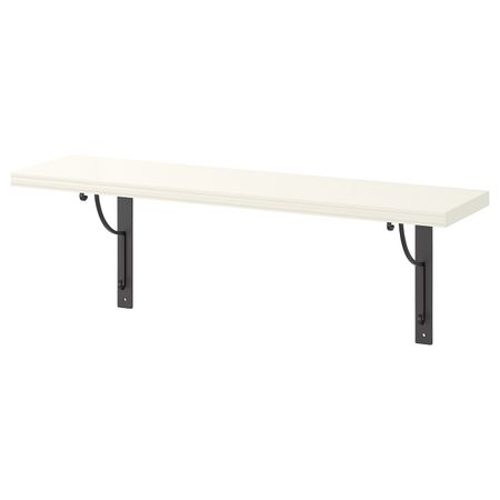 Полка навесная, белый, черный, 80x20 см IKEA БЕРГСХУЛЬТ / ЭКБИ ХОЛЬ 192.946.20