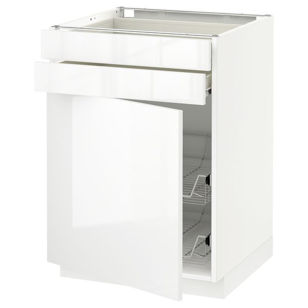 Напольный шкаф, дверца, 2 ящика, проволочных корзин МЕТОД / ФОРВАРА, белый, Рингульт белый - схема-чертеж с размерами