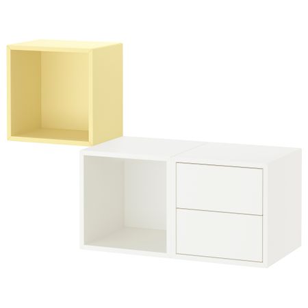 Комбинация для хранения, белый, бледно-желтый, 105x35x70 см IKEA EKET ЭКЕТ 395.216.88