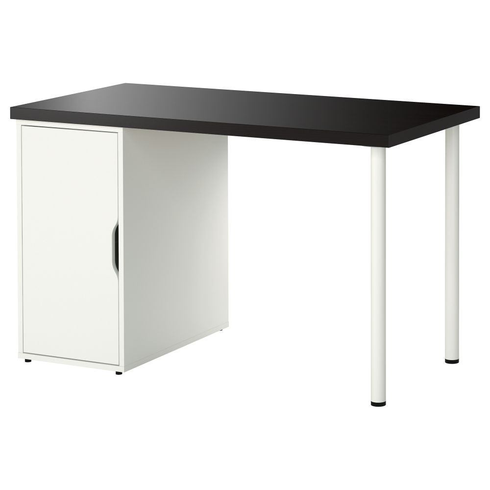 Стол ЛИННМОН / АЛЕКС, черно-коричневый, белый (120x60 см) - фото 1