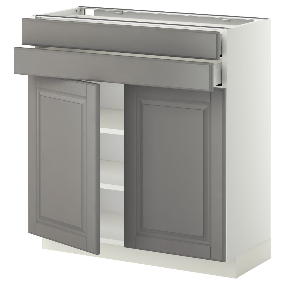 Напольный шкаф, 2 дверцы, 2 ящика МЕТОД / МАКСИМЕРА, белый, Будбин серый - фото 1