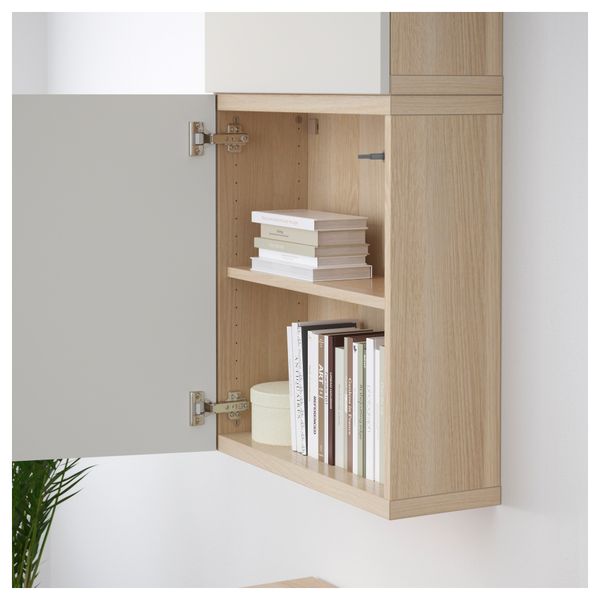 Навесной шкаф с 2 дверями БЕСТО, под беленый дуб, Лаппвикен светло-серый (60x20x128 см) - схема-чертеж с размерами