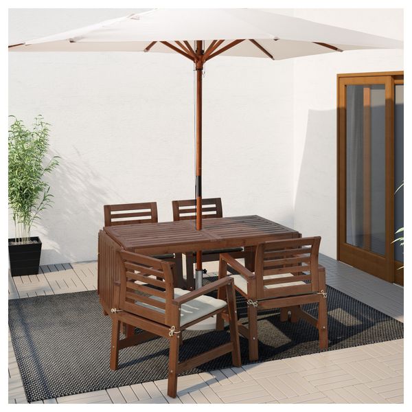 Стол + 4 кресла, для сада ЭПЛАРО, коричневая морилка, Холло бежевый - схема-чертеж с размерами