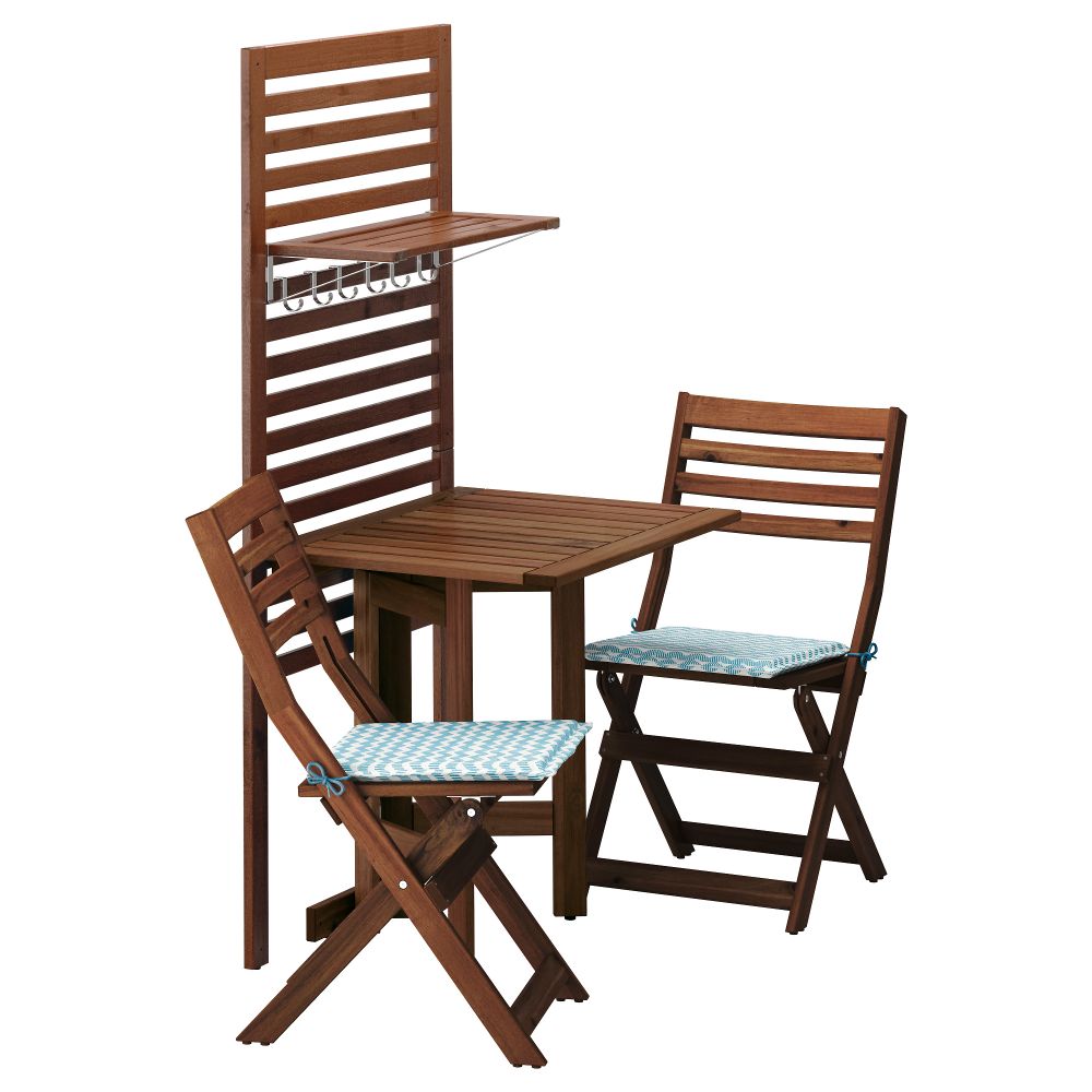 Панель, стол, 2 стула ЭПЛАРО, коричневая морилка, Нэстон голубой - фото 1