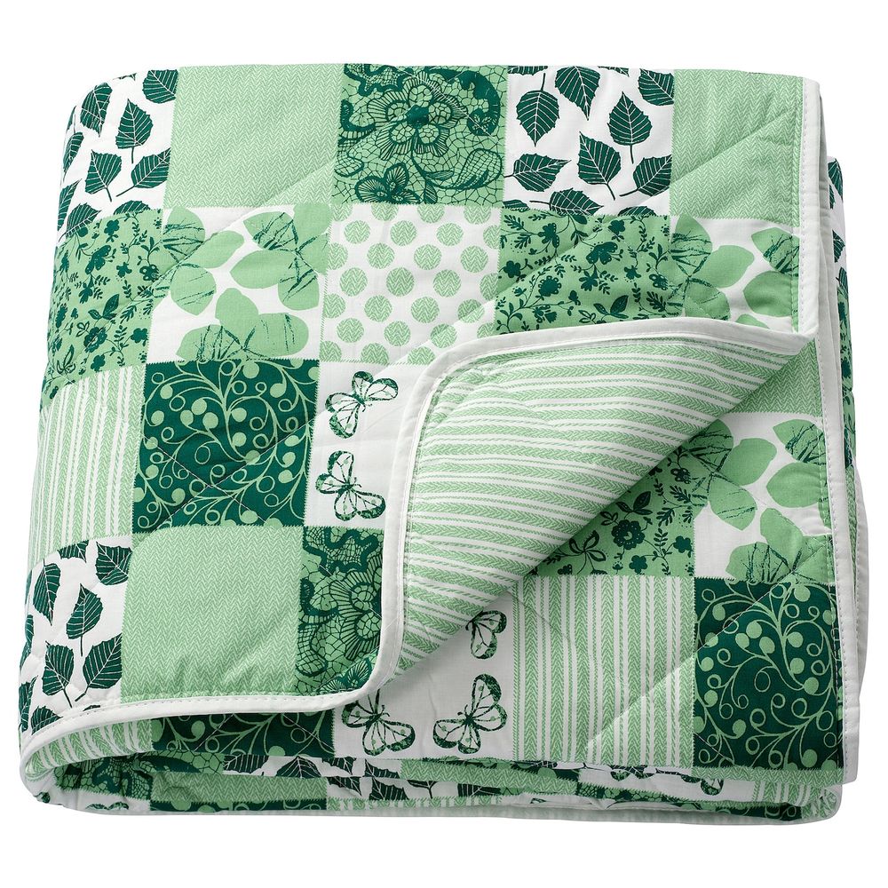 Покрывало, лоскутный/зеленый 180x220 см IKEA AXVERONIKA АКСВЕРОНИКА 604.551.77 - фото 1