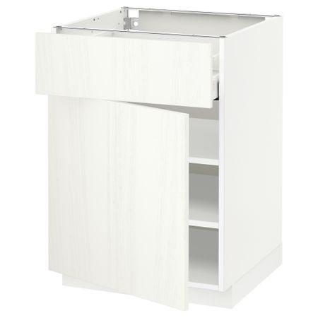Напольный шкаф с ящиком, дверью МЕТОД / МАКСИМЕРА, белый, Росдаль белый