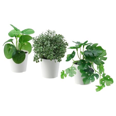 Искусственное растение в горшке,3шт, для дома, улицы зеленый 6 см IKEA FEJKA ФЕЙКА 604.684.53
