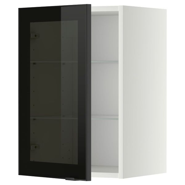 Навесной шкаф с полками, стекляными дв, белый/Ютис дымчатое стекло 40x60 см IKEA METOD МЕТОД 593.305.79 - фото 1