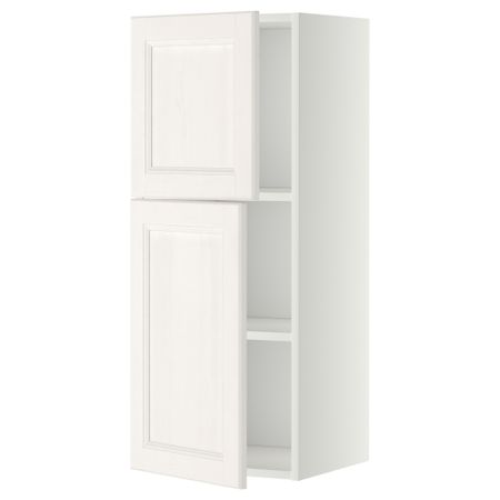 Навесной шкаф с полками, 2 дверцы МЕТОД, белый, Лаксарби белый