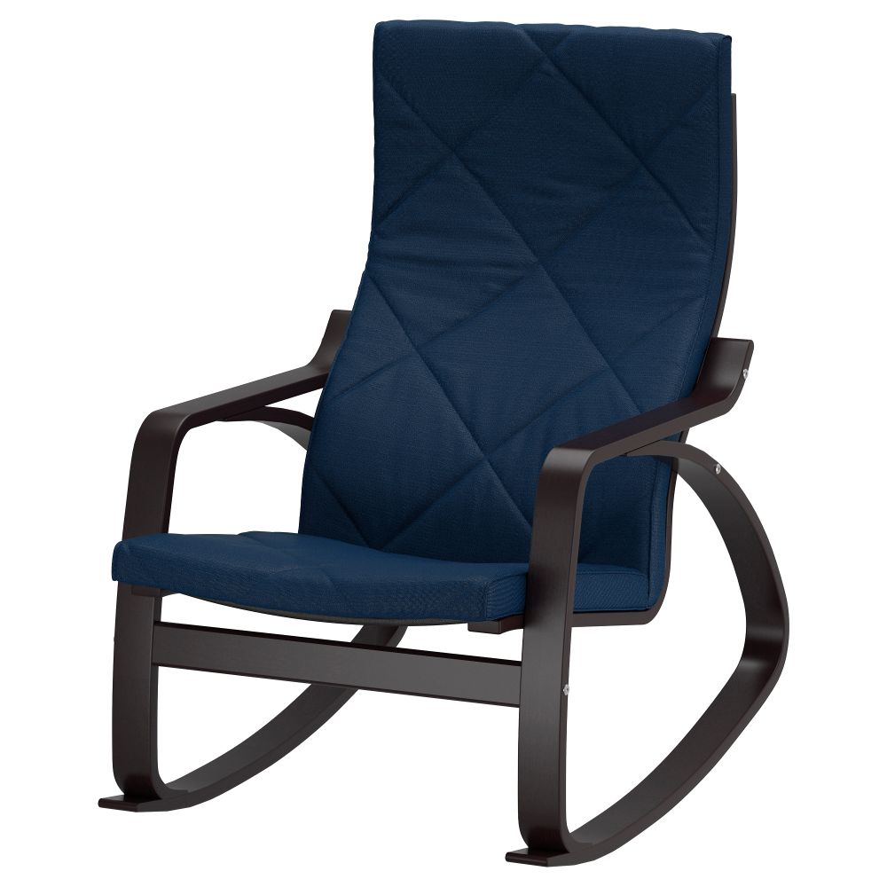 Кресло-качалка ПОЭНГ, черно-коричневый, Эдум темно-синий - фото 1