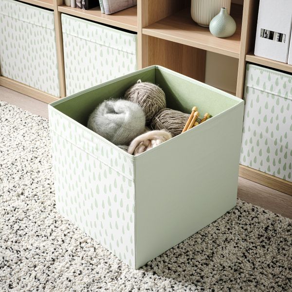 Коробка, с рисунком светло-зеленый/белый 33x38x33 см IKEA DRÖNA ДРЁНА 705.134.07 - фото 4