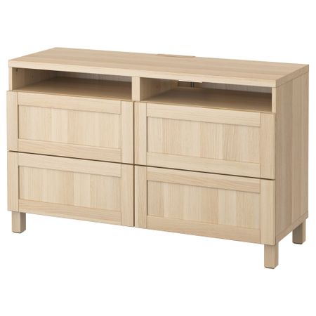Тумба для ТВ с ящиками БЕСТО, Ханвикен под беленый дуб (120x40x74 см)