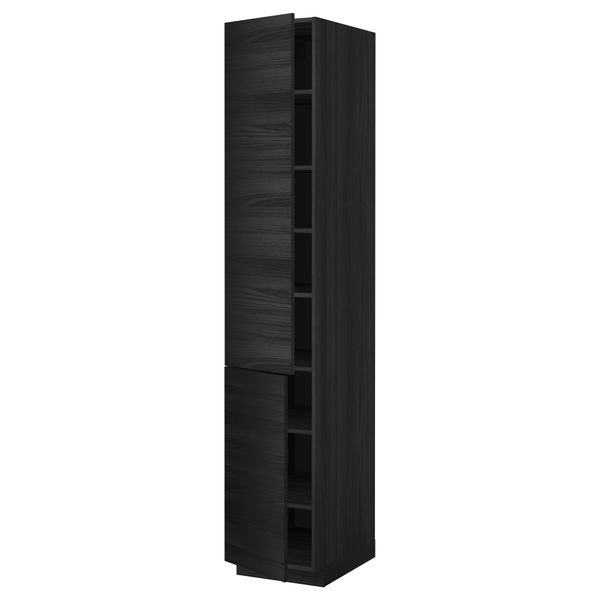 Высокий шкаф с полками, 2 дверцы МЕТОД, черный, Тингсрид черный - схема-чертеж с размерами