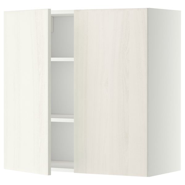 Навесной шкаф с полками, 2 дверцы МЕТОД, белый, Росдаль белый - схема-чертеж с размерами