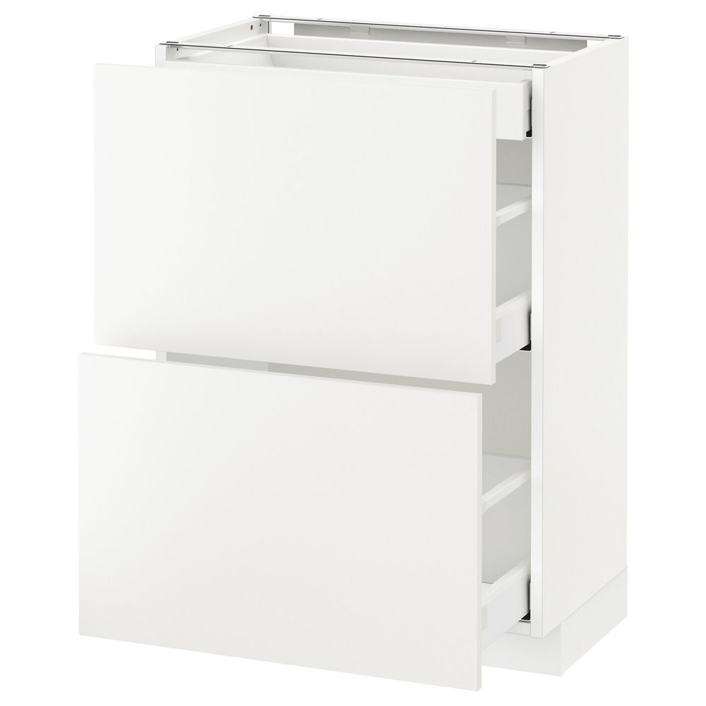 Напольный шкаф/2фасада/3ящика, белый/Хэггеби белый 60x37 см IKEA METOD МЕТОД / MAXIMERA МАКСИМЕРА 992.315.20 - схема-чертеж с размерами