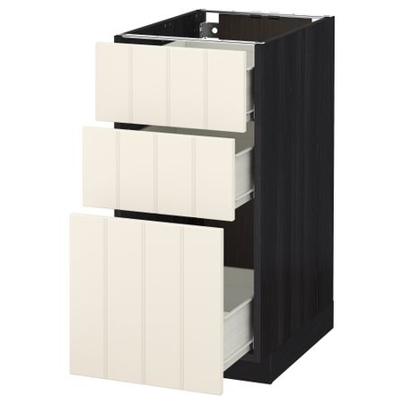 Напольный шкаф с 3 ящиками МЕТОД / ФОРВАРА, черный, Хитарп белый с оттенком