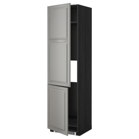 Высокий шкаф для холодильник, морозилки, 2дверцы, 60x60x220 см, черный, Bodbyn серый IKEA METOD МЕТОД 099.256.62