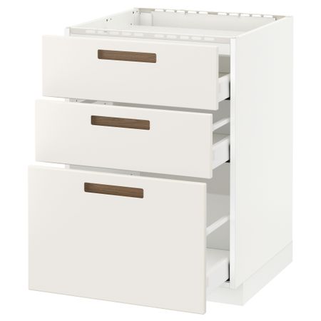 Напольный шкаф, 3 фронтальных панели, 3 ящика МЕТОД / МАКСИМЕРА, белый, Мэрста белый
