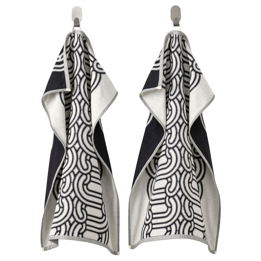 Полотенце кухонное, с рисунком, черный, белый, 45x60 см IKEA SÖTRÖNN 505.710.64 - фото 1