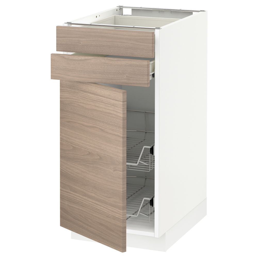 Напольный шкаф, дверца, 2 ящика, проволочных корзин МЕТОД / ФОРВАРА, белый, Брокхульт светло-серый - схема-чертеж с размерами