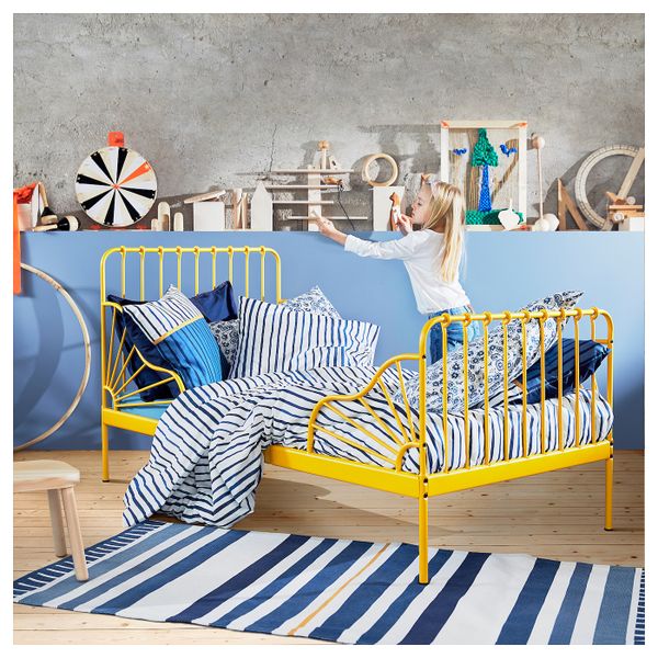 Раздвижная кровать с реечным дном, темно-желтый, 80x200 см IKEA МИННЕН 592.969.24 - фото 3