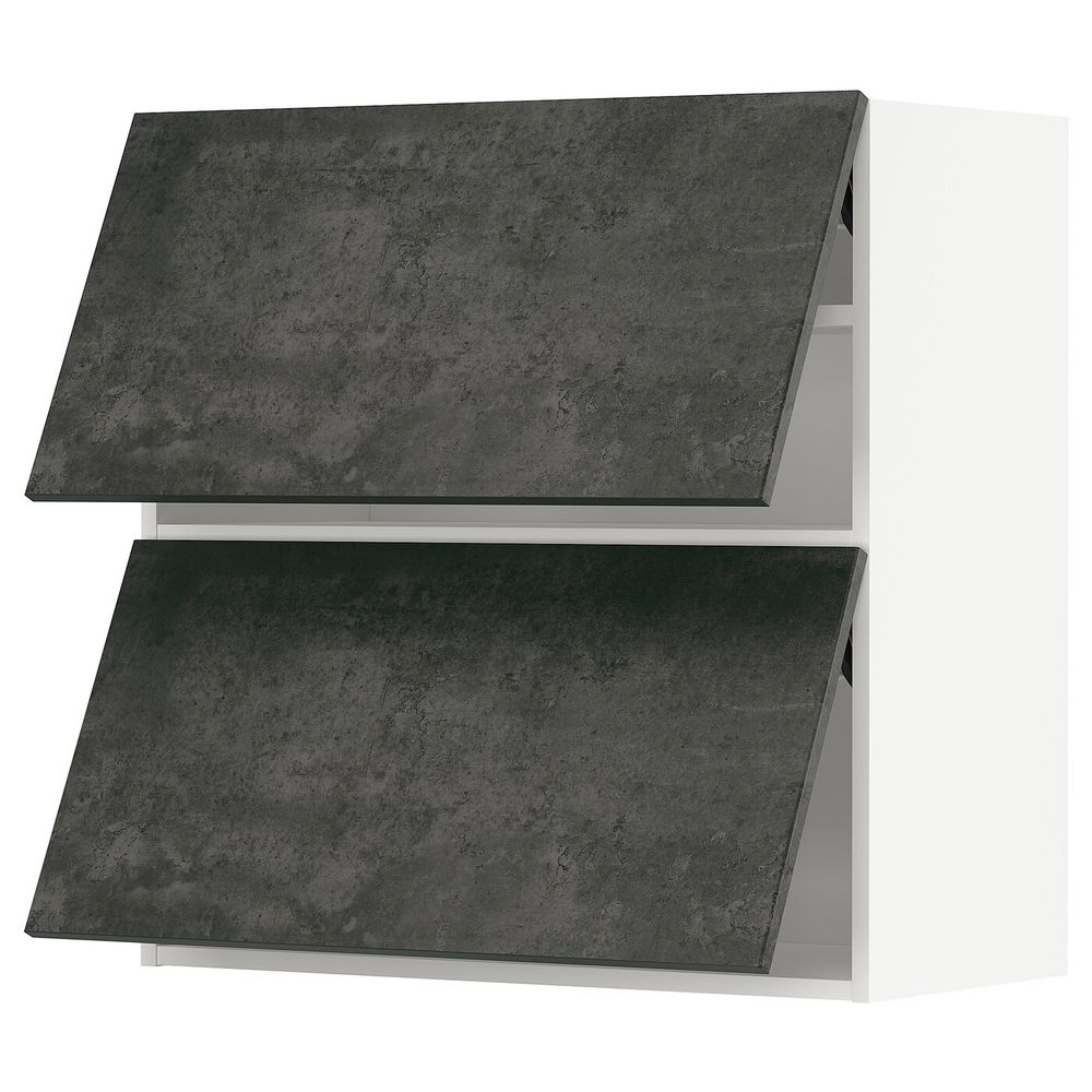 Навесной горизонтальный шкаф/2двери, белый/кальхюттан под темно-серый бетон 80x80 см IKEA METOD МЕТОД 194.413.34 - схема-чертеж с размерами