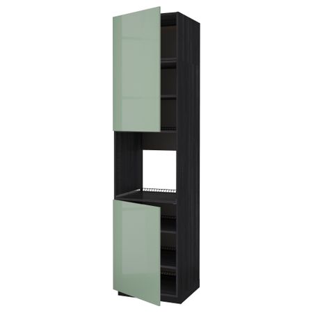 Высокий шкаф для духовки, 2 дверцы, полки МЕТОД, черный, Калларп светло-зеленый