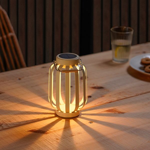 Настольная Светодиодная лампа, солнечная батарея, бежевый полоска, 17 см IKEA SOLVINDEN 105.145.89 - фото 3