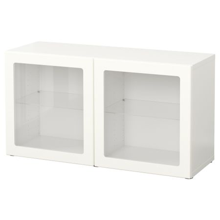 Стеллаж со стеклянная дверьми БЕСТО, Льюсвик белый (120x40x64 см)