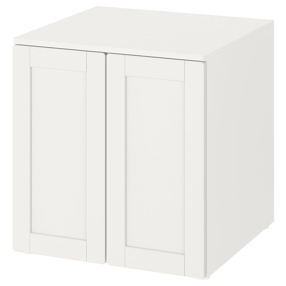 Шкаф, белый с рамой/с 1 полкой 60x57x63 см IKEA SMÅSTAD СМОСТАД / OPPHUS ОПХУС 893.932.97 - фото 1