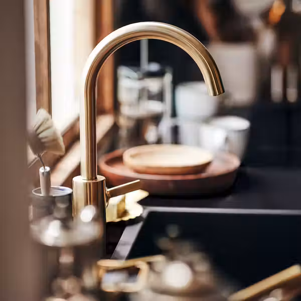 DELSJÖN Смеситель кухонный - желтая медь - фото 3