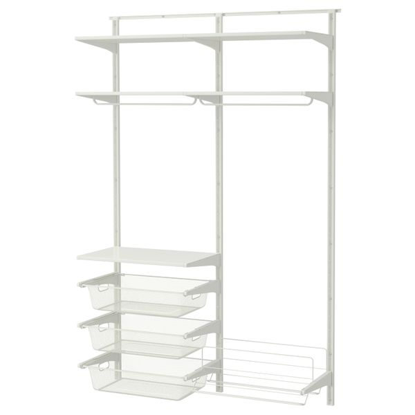 Настенная шина, штанга, модуль для/обуви, белый 132x41x199 см IKEA АЛЬГОТ 992.762.93 - фото 2