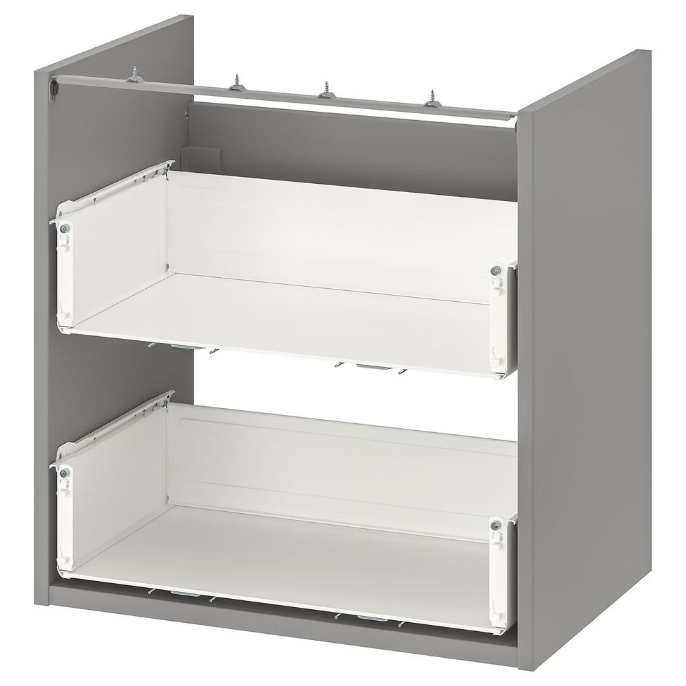 ENHET Напольный шкаф для раковины,2 ящика - серый 60x40x60 см - схема-чертеж с размерами