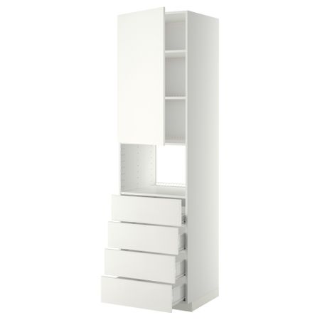 Высокий шкаф для духовки, дверца, 4 ящика МЕТОД / ФОРВАРА, белый, Хэггеби белый
