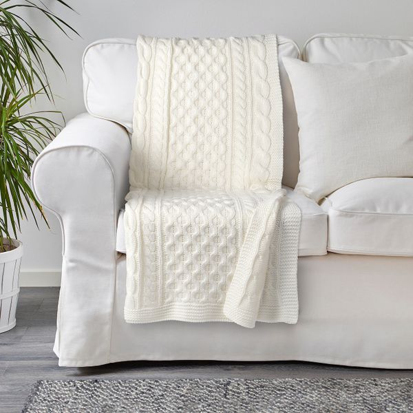 Плед, вязаный/белый с оттенком 120x180 см IKEA VIVIANNA ВИВИАННА 704.295.88 - фото 3