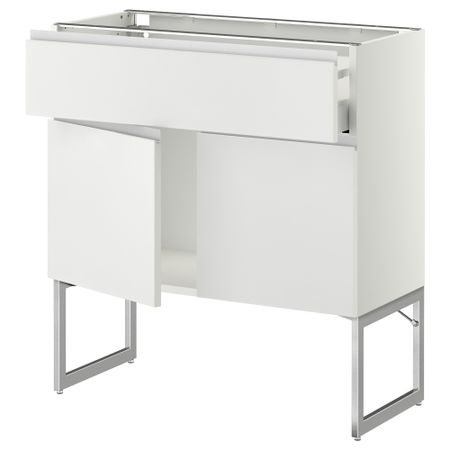 Напольный шкаф, полки, ящик, 2 двери МЕТОД / МАКСИМЕРА, белый, Нодста белый