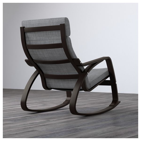 Кресло-качалка ПОЭНГ, черно-коричневый, Исунда серый - фото 3