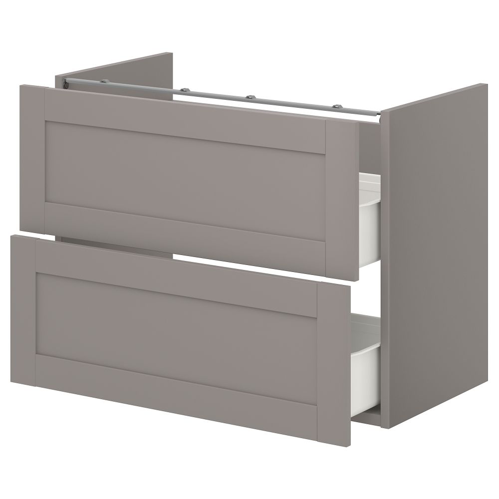 Напольный шкаф для раковины,2 ящика, 80x42x60 см, серый, серый каркас IKEA BEGIVENHET БЕГИВЕНХЕТ 993.223.46 - фото 1