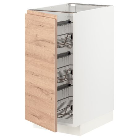 Напольный шкаф/проволочные корзины, белый/Воксторп под дуб 40x60 см IKEA METOD МЕТОД 194.141.56