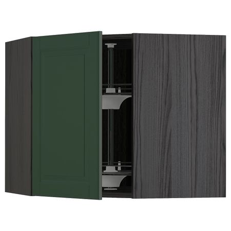 Угловой навесного шкаф с вращающейся секц, черный/Будбин темно-зеленый 68x60 см IKEA МЕТОД 593.133.96