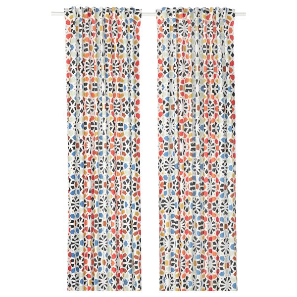 Гардины, 2 шт., разноцветный 145x300 см IKEA HEMBJUDEN ХЕМБЬЮДЕН 505.119.99 - фото 1