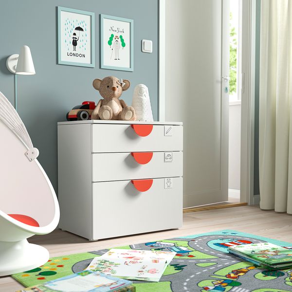 Комод с 3 ящиками, белый, белый, 60x42x63 см IKEA PLATSA ПЛАТСАA ПЛАТСА, SMÅSTAD СМОСТАД 294.201.33 - фото 3