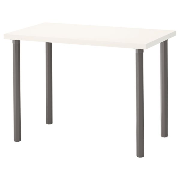 Стол ЛИННМОН / АЛЬВАРЭТ, белый, серый (100x60 см) - фото 1