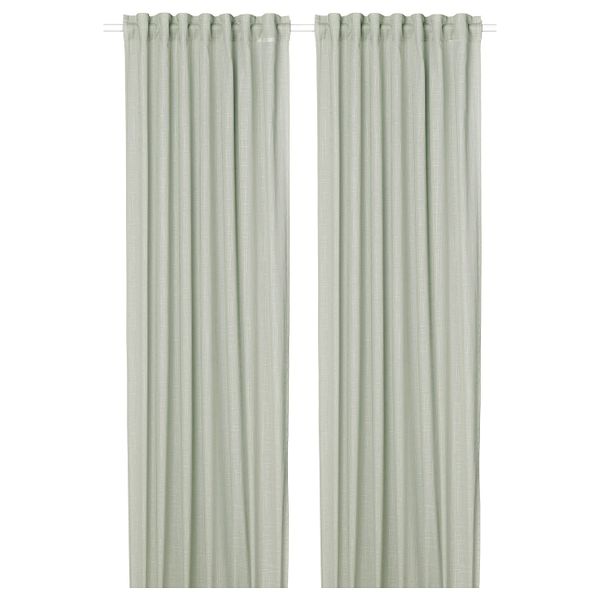 Гардины, 2 шт., светло-зеленый 145x300 см IKEA SILVERLÖNN СИЛВЕРЛЁНН 904.880.96 - фото 1