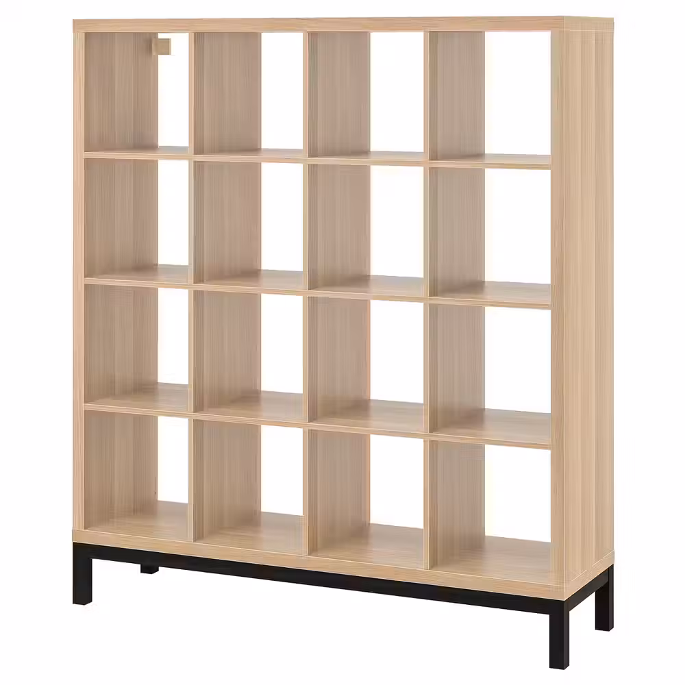 KALLAX Стеллаж с основанием - под беленый дуб/чёрный 147x164 см - фото 1