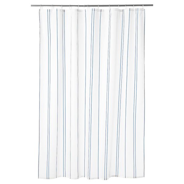 Штора для ванной, белый, синий 180x200 см IKEA ОТТШЁН 004.175.41 - фото 1