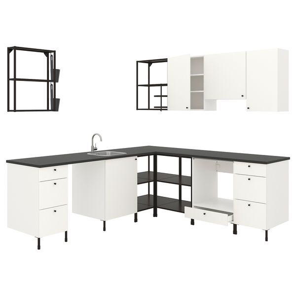 Угловая кухня, антрацит/белый IKEA ENHET 093.380.21 - фото 1