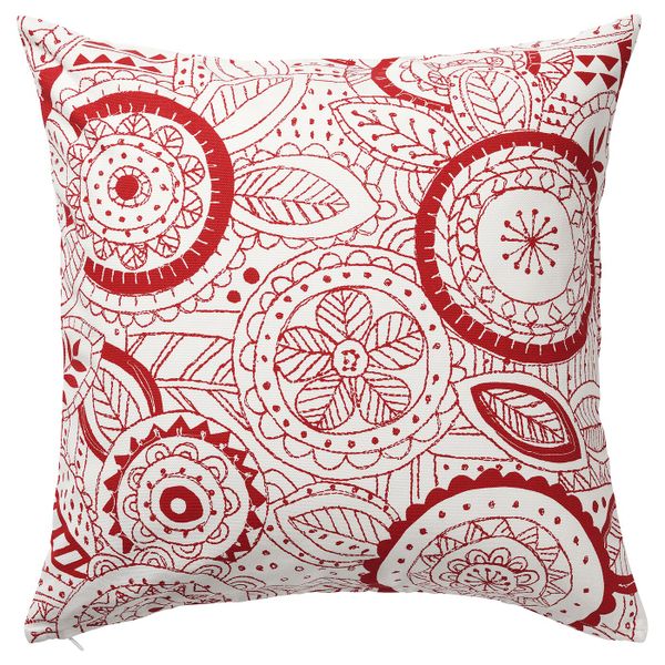 Чехол на подушку, белый, красный, 50x50 см IKEA ВИНТЕР 2019 804.473.89 - фото 1